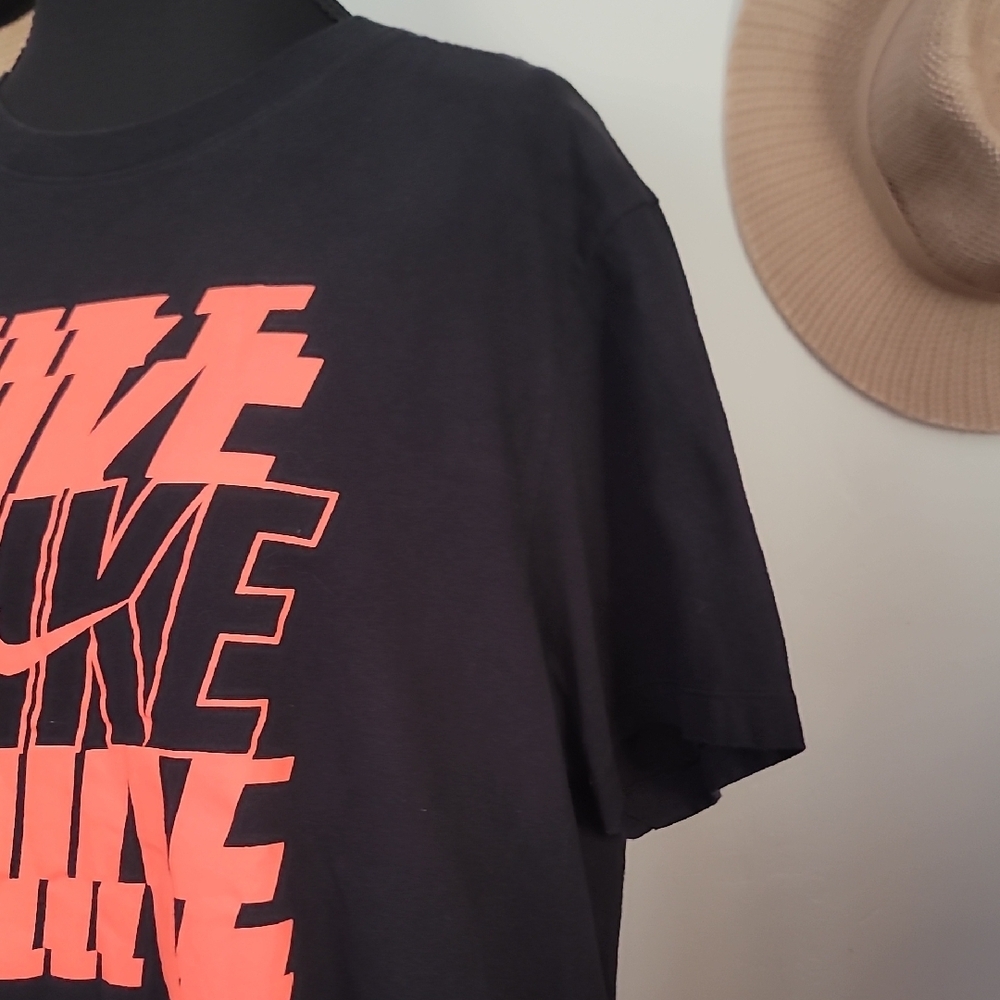 Nike  Black Tee with Vibrant Coral Graphic - Picture 3 of 7
